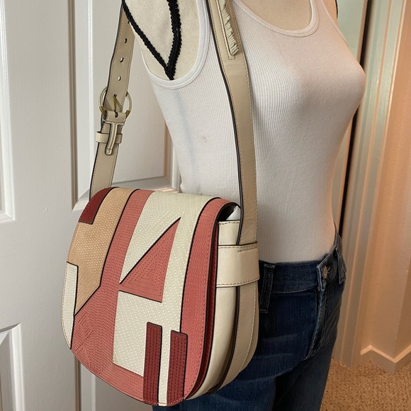 Authentic Tory Burch patchwork Nubuck leather flap - Picture 2 of 16